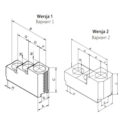 Szczęki górne twarde do uchwytu 2405 typ SGT 2405-400 500 Bison kod: 398521742800 - 2